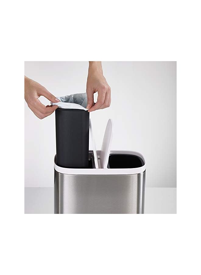 جوزيف جوزيف سلة مهملات إعادة تدوير الفولاذ المنفصلة من جوزيف 70520، رمادي/أبيض، سعة 1.6 جالون/6 لتر، من الفولاذ المقاوم للصدأ - Image 5