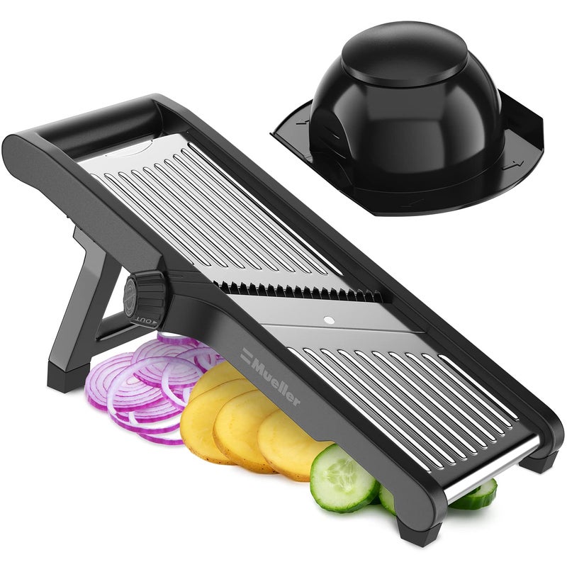 MuellerLiving Mandoline Slicer for Kitchen, Stainless Steel, Slice or Julienne, Vegetable Chopper, Fruit Slicer - Image 1