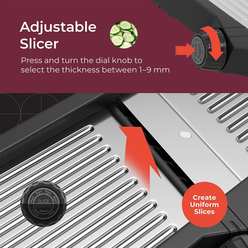 MuellerLiving Mandoline Slicer for Kitchen, Stainless Steel, Slice or Julienne, Vegetable Chopper, Fruit Slicer - Image 4