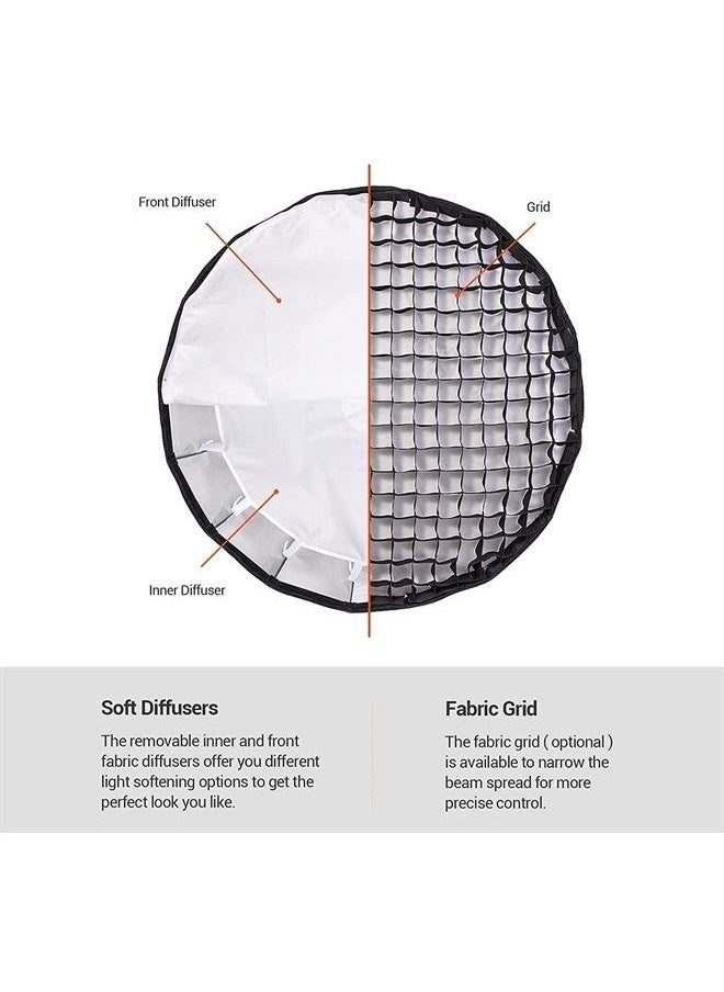 Godox - Godox QR-P70 27.5 Inch Parabolic Softbox Bowens Mount, Quick-Setup Quick-Folding, with Front & Inner Diffuser and Carrying Bag for Godox SL60W VL150 UL150 SL150II SZ150 and Other Bowen Mount Lights… - Image 1