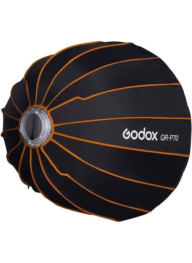 Godox - Godox QR-P70 27.5 Inch Parabolic Softbox Bowens Mount, Quick-Setup Quick-Folding, with Front & Inner Diffuser and Carrying Bag for Godox SL60W VL150 UL150 SL150II SZ150 and Other Bowen Mount Lights… - Image 1