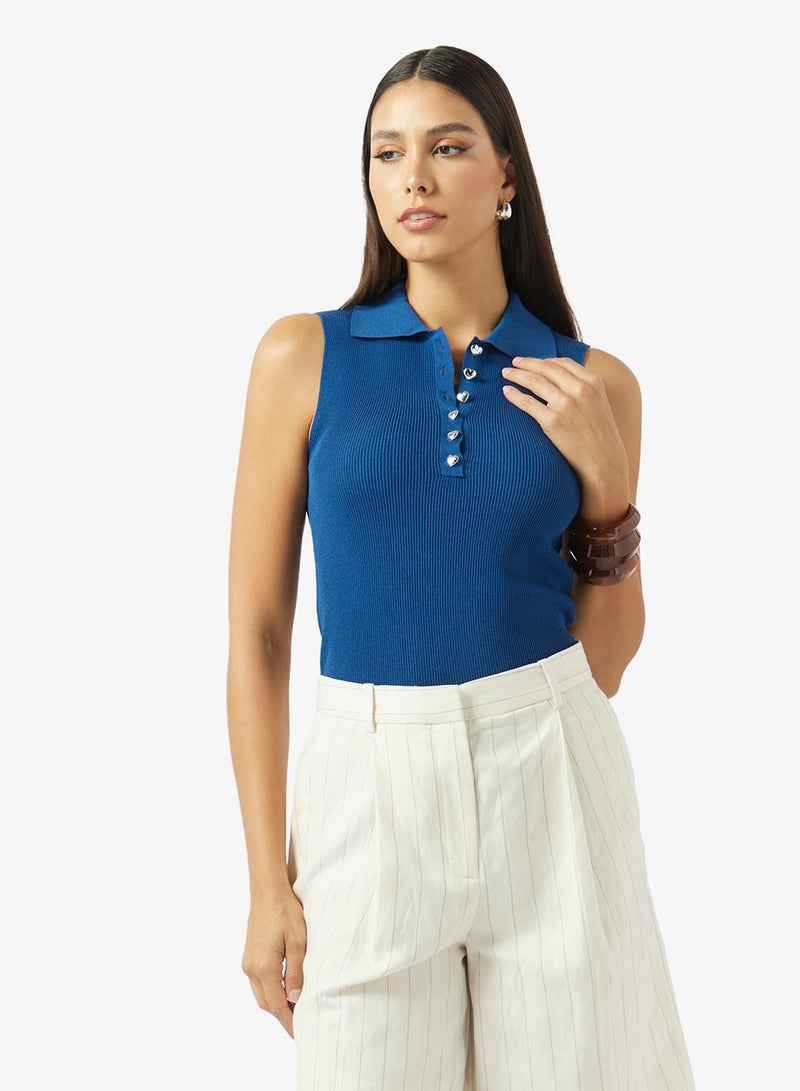 VERO MODA Casual Sleeveless Polo Neck Sweater - Image 2