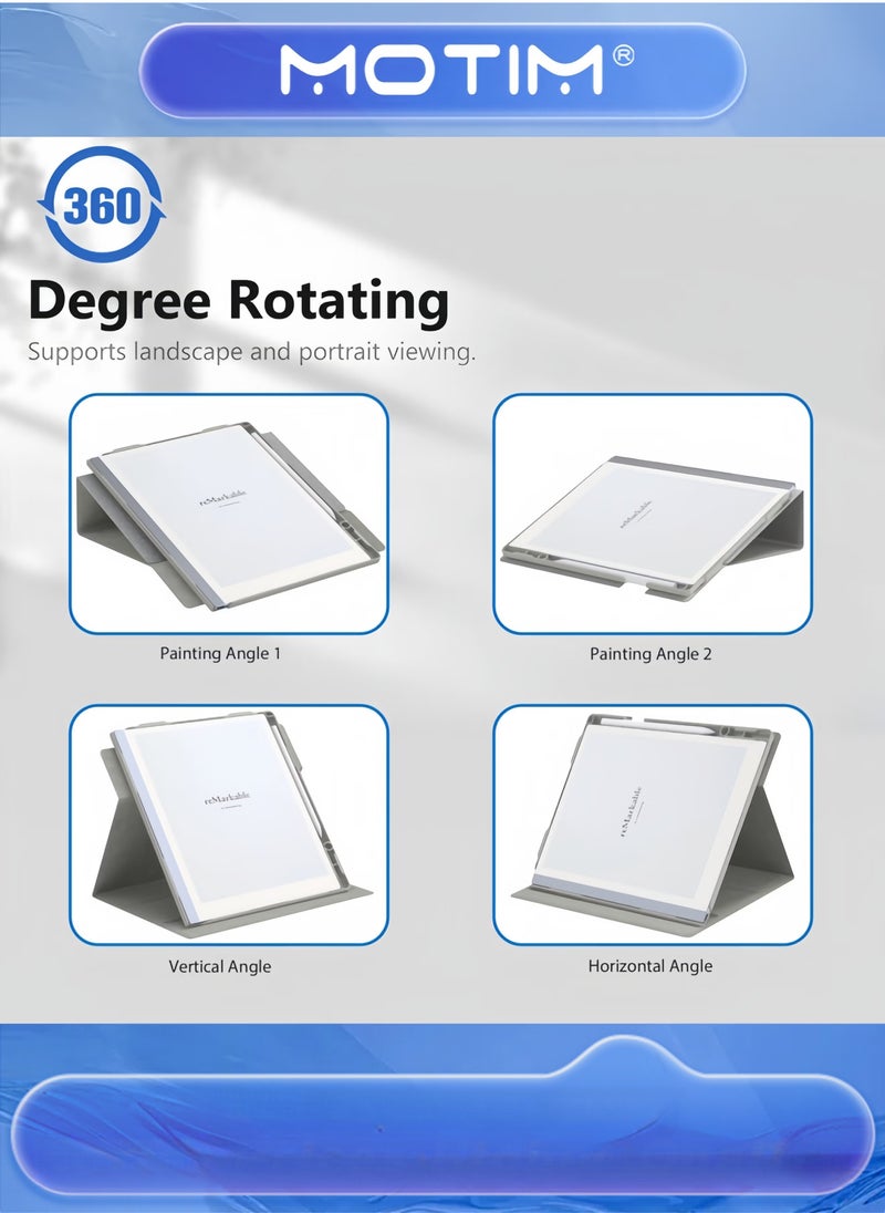 Motim E-Book Case for 10.3-inch Remarkable 2 (2020) Multi-Angle Adjustable with Pen Slot - Image 4