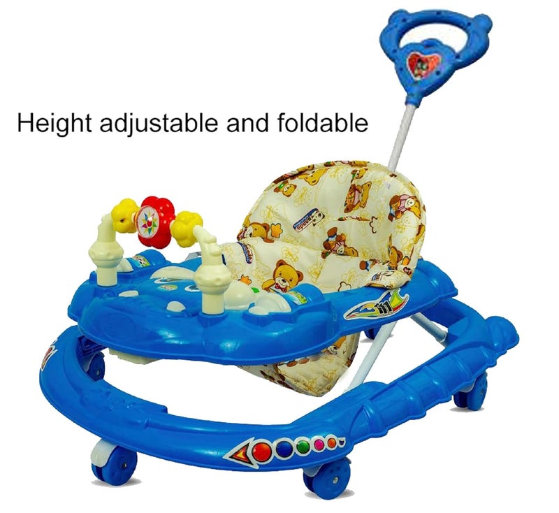 DELEE ODELEE Musical Activity Baby Walker 111 with Music & Parent Handel Rod & Adjustable Height for Kids (Blue) - Image 3