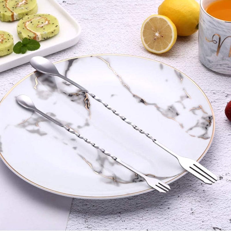 ACKLLR 36 Pcs Coffee Art Maker Set, 32 Pieces Coffee Decorating Stencils Barista Template + 2 Latte Pen + 2 Pack Spiral Pattern Mixing Spoon Fork 2 in 1 for Mousse Cake Birthday Party Bar Espresso - Image 3