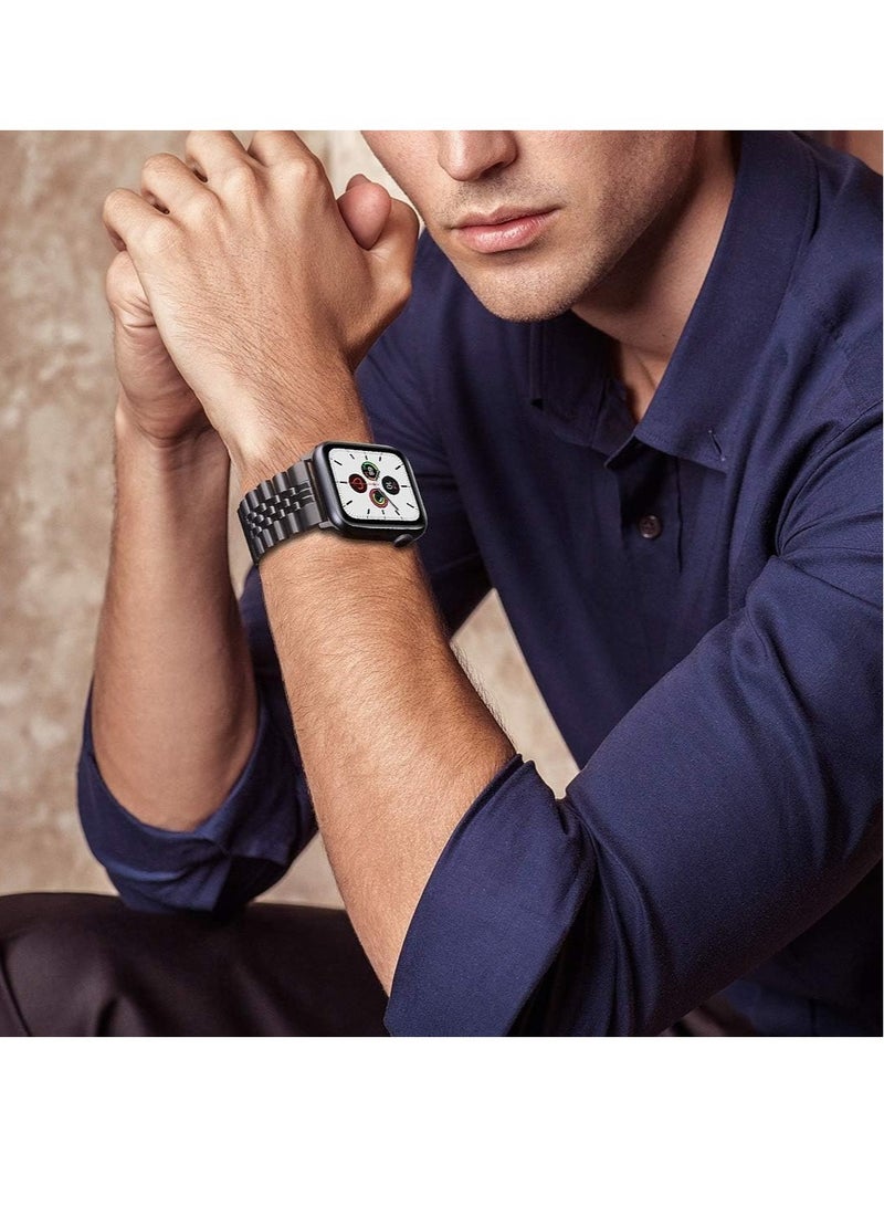 ELTRAZONE Compatible with Apple Watch Band 44mm 42mm 40mm 38mm Stainless Steel Heavy Band with Butterfly Folding Clasp Link Bracelet for iWatch Series 6/SE Series 5/4/3/2/1 Men Space Gray 44mm/42mm - Image 5