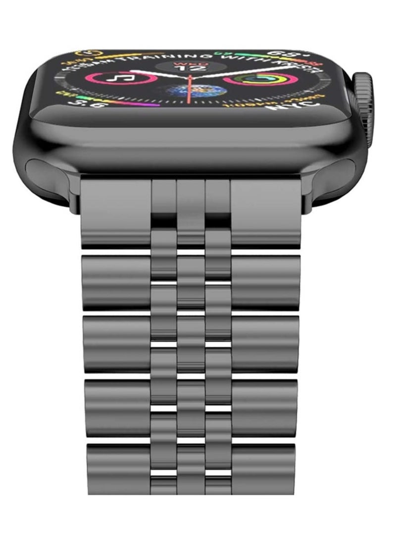 ELTRAZONE Compatible with Apple Watch Band 44mm 42mm 40mm 38mm Stainless Steel Heavy Band with Butterfly Folding Clasp Link Bracelet for iWatch Series 6/SE Series 5/4/3/2/1 Men Space Gray 44mm/42mm - Image 3