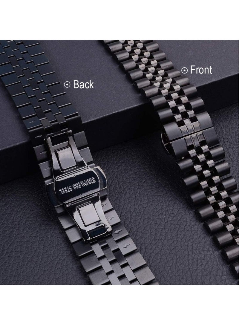 ELTRAZONE Compatible with Apple Watch Band 44mm 42mm 40mm 38mm Stainless Steel Heavy Band with Butterfly Folding Clasp Link Bracelet for iWatch Series 6/SE Series 5/4/3/2/1 Men Space Gray 44mm/42mm - Image 4