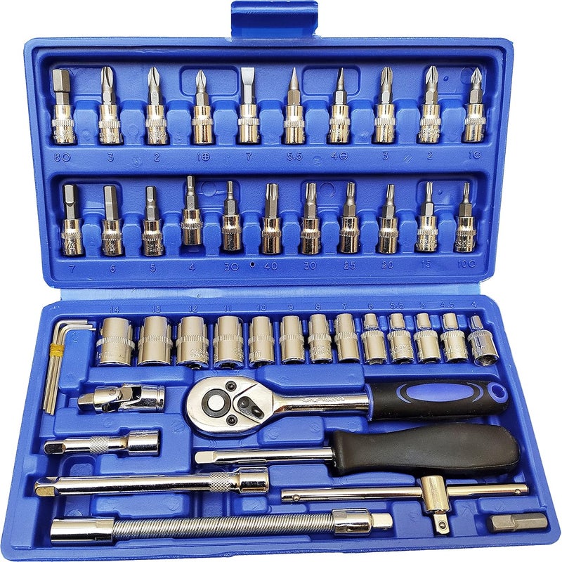 Inditrust Inditrust 46 In 1 Pcs Crv Torx Tool Kit For Home Use Tools Kit Spanner Set 46Pc Socket Set Goti Set Wrench Set Bike Tool Kit Goti Pana Set  - Image 1