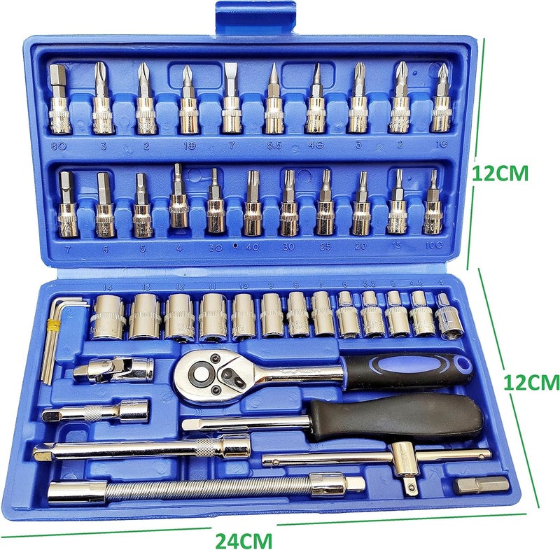 Inditrust Inditrust 46 In 1 Pcs Crv Torx Tool Kit For Home Use Tools Kit Spanner Set 46Pc Socket Set Goti Set Wrench Set Bike Tool Kit Goti Pana Set  - Image 3