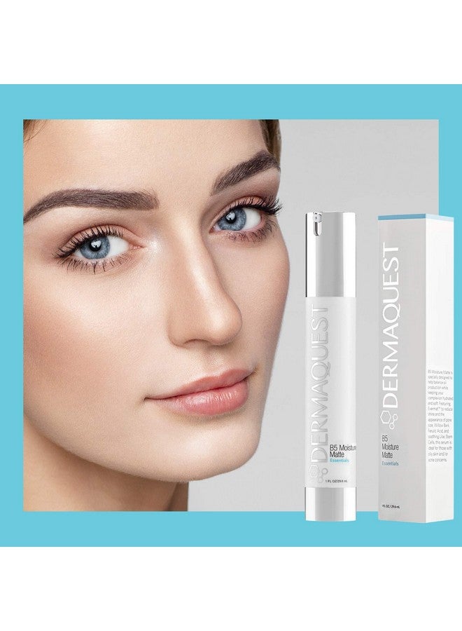 ديرما كويست مرطب الوجه Essential B5 Moisture Matte للبشرة الدهنية والمعرضة لحب الشباب - مرطب يحتوي على 5% من حمض الهيالورونيك للنساء والرجال - يقلل من الزيوت واللمعان على الفور (1 أونصة)