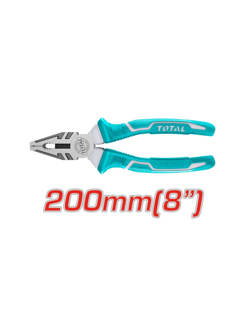 TOTAL 3-Piece Heavy-Duty Pliers Set - #55 Carbon Steel, Anti-Rust Polish & Two-Color Ergonomic Grips (8" Combination, 6" Long Nose, 6" Diagonal Cutters) - THT1K0301 - Image 2