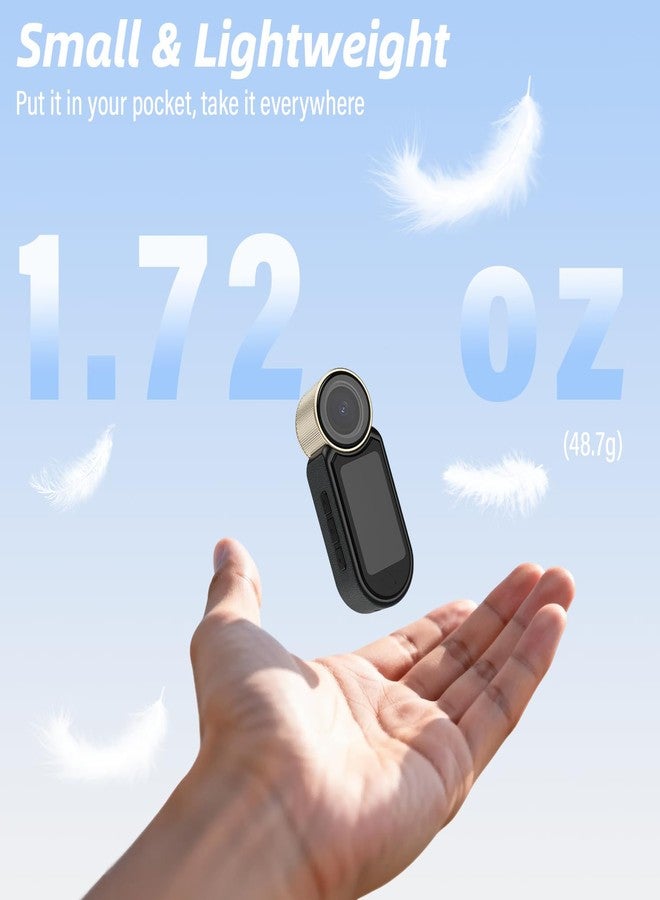 MINIBEAR 2.7K 64G Thumb Action Camera Mini Body Camera with Magnetic Lanyard for Hands-Free POV Vlogging Outdoor Sports Recording Video Camera for Cycling, Traveling, Running (Black and Gold) - Image 3