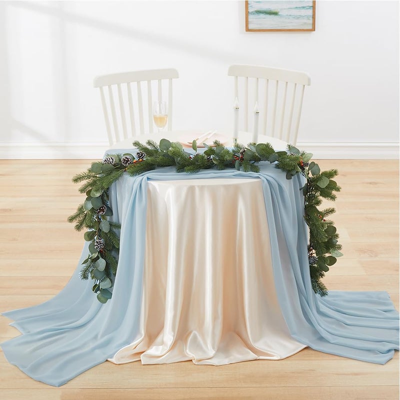 MaiMaiSuan 60" Wide Light Blue Chiffon Fabric by The Yard Soft Sheer Fabric for Wedding Arch Draping Fabric,Bridal Wedding Dress Sewing DIY,1 Yard - Image 5