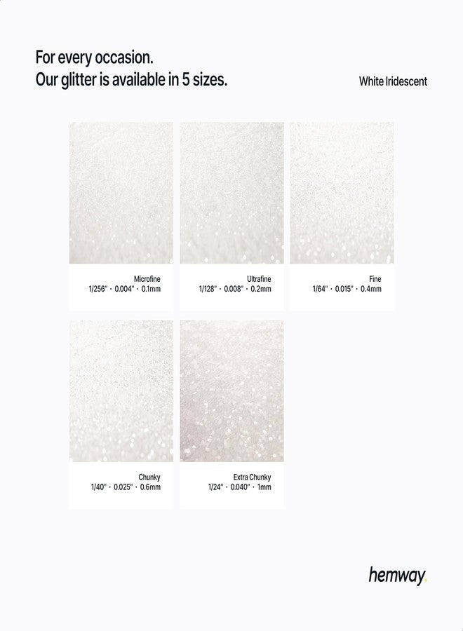 Hemway Glitter Paint Additive Crystals for Acrylic Emulsion Paint, Interior & Exterior Walls, Wood, Varnish, Matt, Gloss, Furniture 100g / 3.5oz - Fine (1/64" 0.015" 0.4mm) - White Iridescent - Image 3