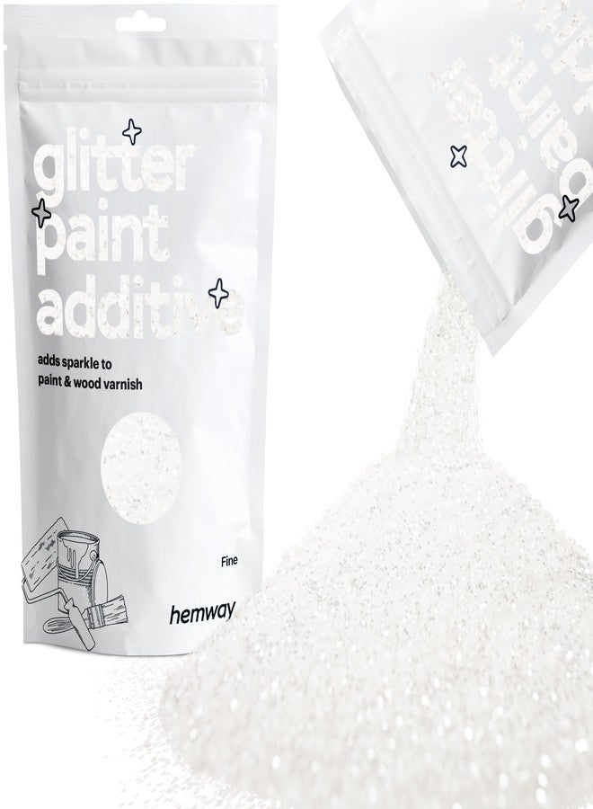 Hemway Glitter Paint Additive Crystals for Acrylic Emulsion Paint, Interior & Exterior Walls, Wood, Varnish, Matt, Gloss, Furniture 100g / 3.5oz - Fine (1/64" 0.015" 0.4mm) - White Iridescent - Image 1