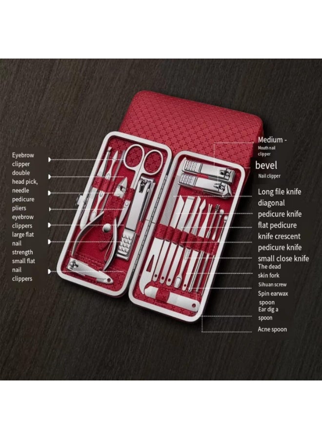 Manicure and Pedicure Set 19-Piece– Professional Stainless Steel  Multicolour - Image 5