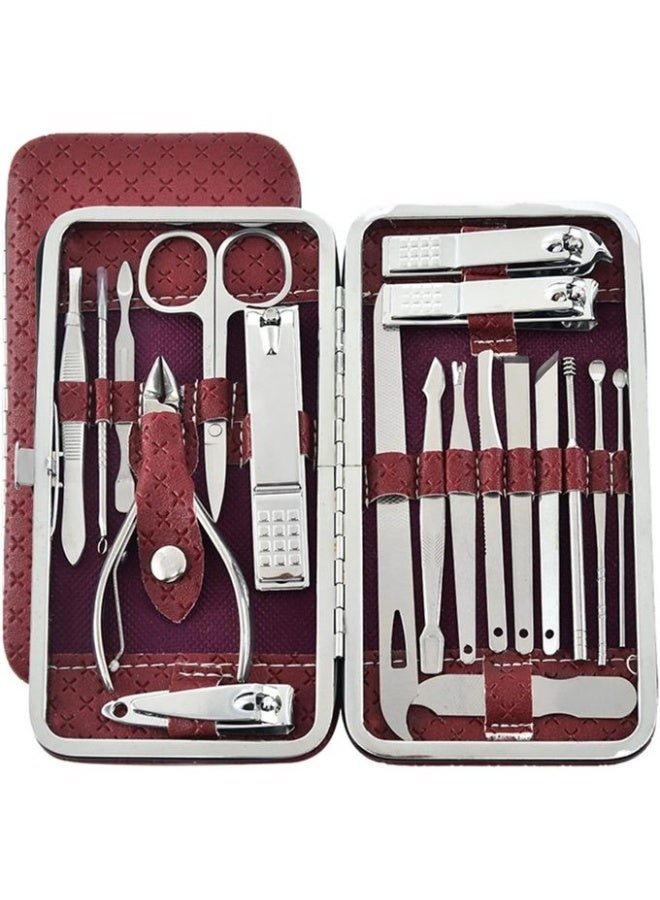 Manicure and Pedicure Set 19-Piece– Professional Stainless Steel  Multicolour - Image 4