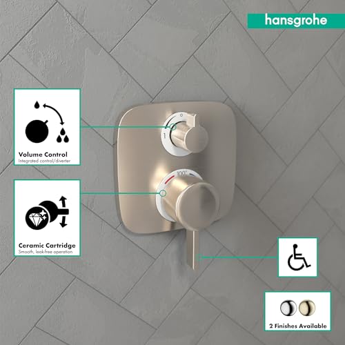 Hansgrohe صنبور دش ترموستاتيكي حديث من هانسغروهي إيكوستات إي مع تحكم في درجة الحرارة ومحول في النيكل المصقول، 15708821 - Image 3