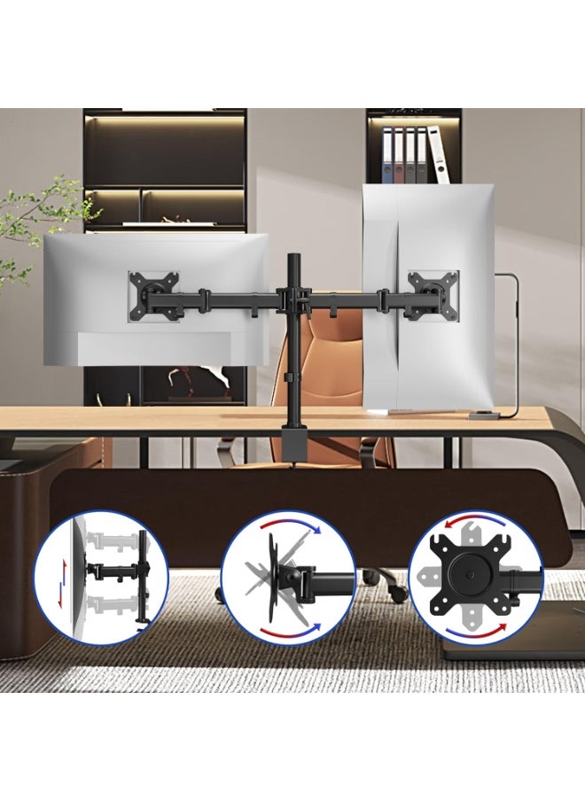 Generic Dual Monitor Desk Mount Stand – Steel Adjustable Arm for 13 to 27 Inch LED LCD Screens  - Image 3