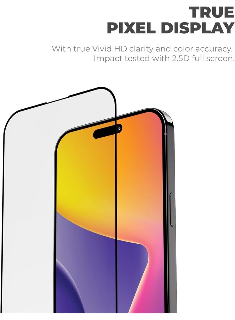 blupebble iPhone 16 Pro Max Screen Protector 6.9 inch 2.5D with Applicator Easy Installation Graphene Rock Series Tempered Glass,  Scratch Resistant, Anti-Fingerprint, Bubble Free, Case Friendly, 9H Tempered Glass Film - Image 3