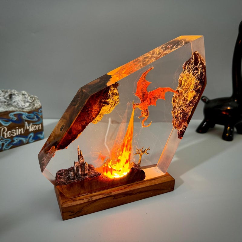 Resin Epoxy Dragon Lamp Halloween Gift - Image 1