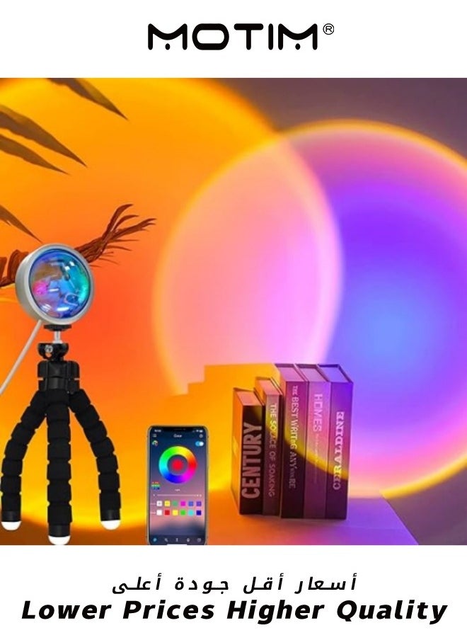 Motim - Sunset lamp Projector Sunset Projection lamp Wireless App Control and Remote Control Tripod Sunset Light with Multiple Colors Sunset lamp Bedroom Decor 16 Color Changing and Fade Mode Night Light - Image 1