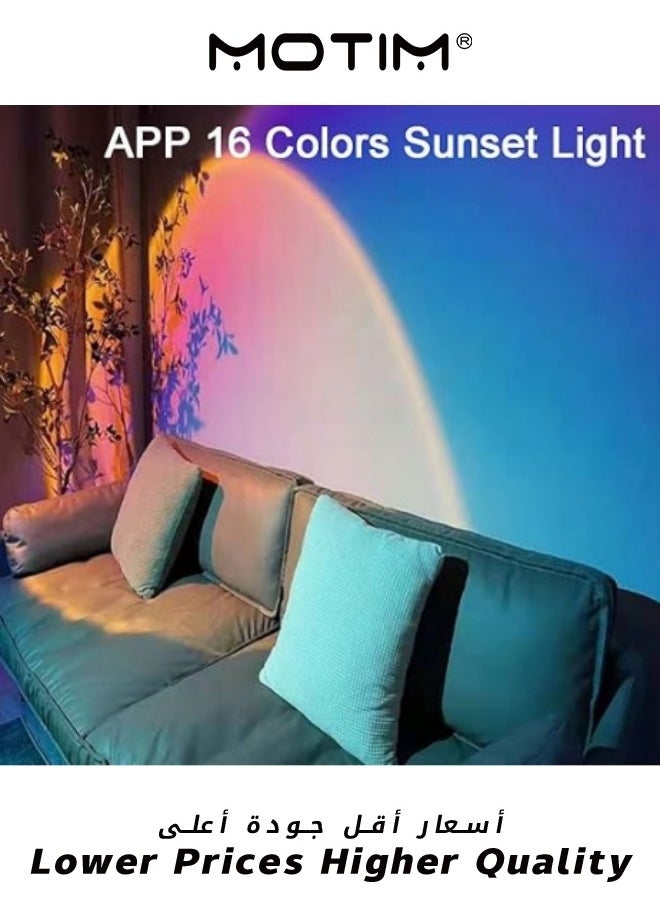 Motim - Sunset lamp Projector Sunset Projection lamp Wireless App Control and Remote Control Tripod Sunset Light with Multiple Colors Sunset lamp Bedroom Decor 16 Color Changing and Fade Mode Night Light - Image 1