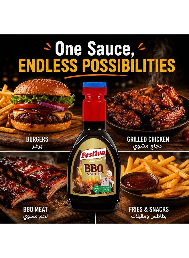 Festiva Barbecue Sauce 510ml Squeezy Bottle - Smoky BBQ Sauce for Burgers, Sandwiches, Grilled Foods and Snacks - Dip and Cooking Sauce - Image 3