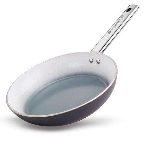 Wonderchef Eco-Glide Fry Pan | | Chemical-Free Ceramic Coating | 20cm, 1.2L | Healthy, Low Oil Meals | Scratch-Resistant | Stainless-Steel Handle | Gas & Induction Compatible | Grey | Easy to Clean - Image 1