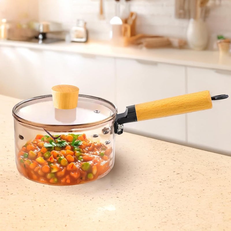 The Better Home أواني الطهي من زينو زجاج البورسليكات من ذا بيتر هوم 28 لتر قدر مع مقبض لأفران الغاز أواني الطهي الكهربائية وعاء غليان آمن في الميكروويف وعاء شاي وحليب قدر للشاي عنبر - Image 1