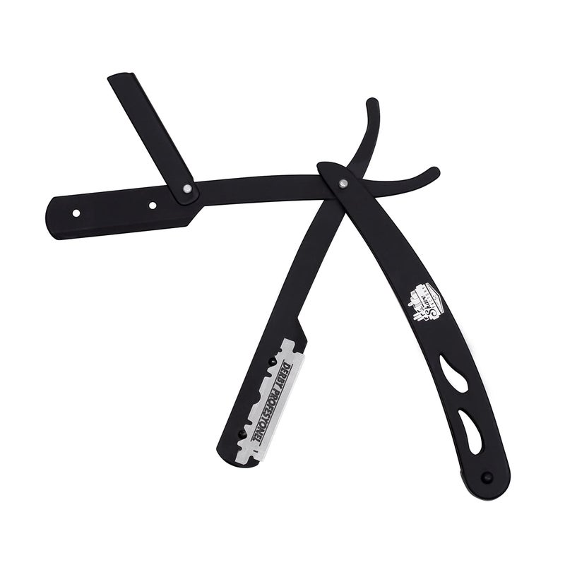 The Shave Factory Straight Edge Razor Kit - with Single Stainless Steel razors for men from (Black, Derby Premium Single Edge) - Image 3