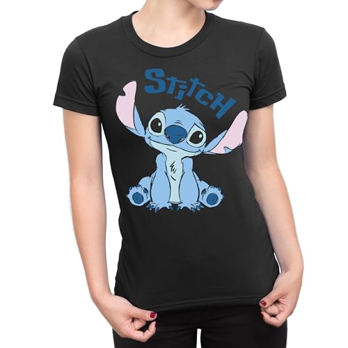 Disney Womens Stitch Shirt | Lilo and Stitch T Shirt | Cotton Tshirts for Women | Short Sleeve Tshirt |Black XS - Image 2