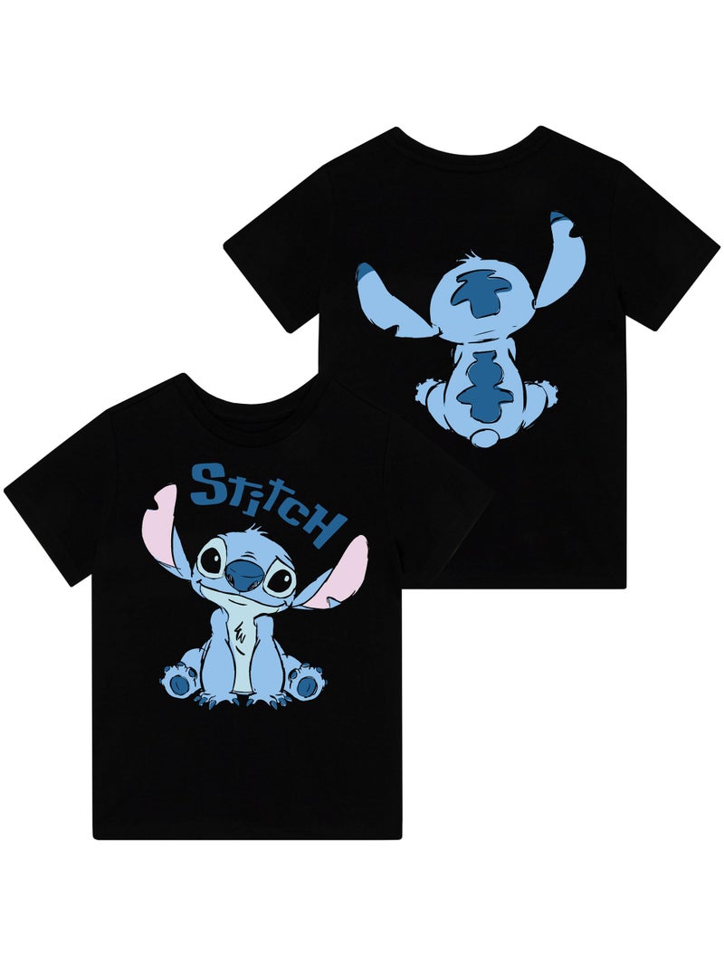 Disney Womens Stitch Shirt | Lilo and Stitch T Shirt | Cotton Tshirts for Women | Short Sleeve Tshirt |Black XS - Image 1