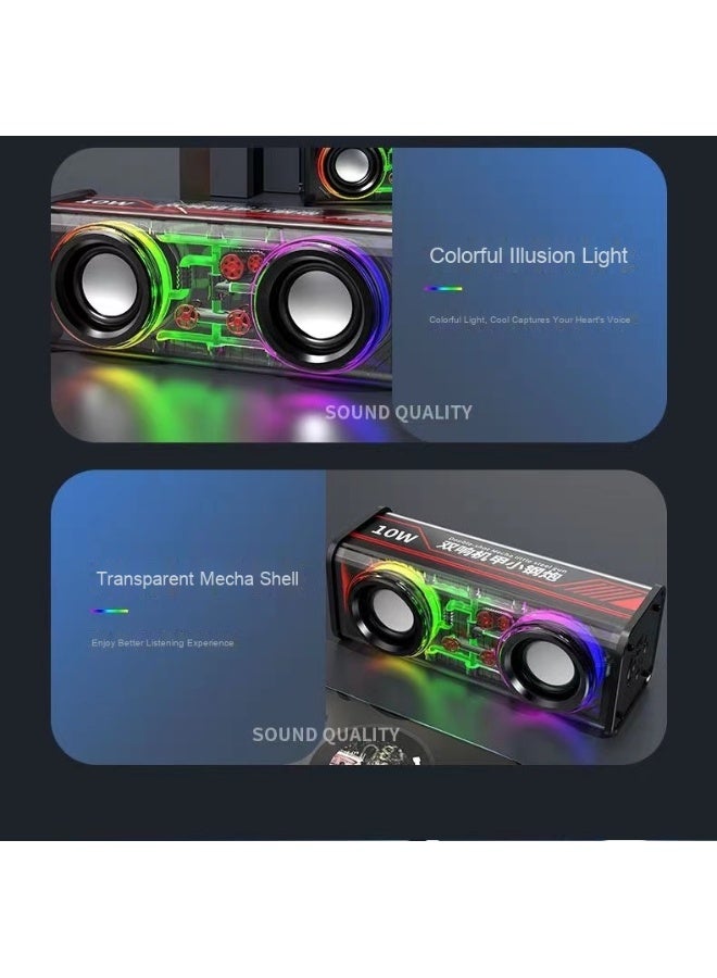Loquat V8 Mecha Bluetooth Speaker With Ambient Light Outdoor Car High-power Heavy Subwoofer Home Desktop Mini Speaker - Image 2
