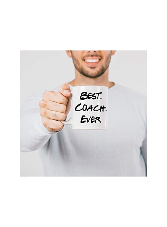 S-TOP Best Coach Ever Coffee Mug, Thanks Birthday Graduation Gift for Coach Teacher, White Fine Bone Ceramic 11 OZ - Image 2