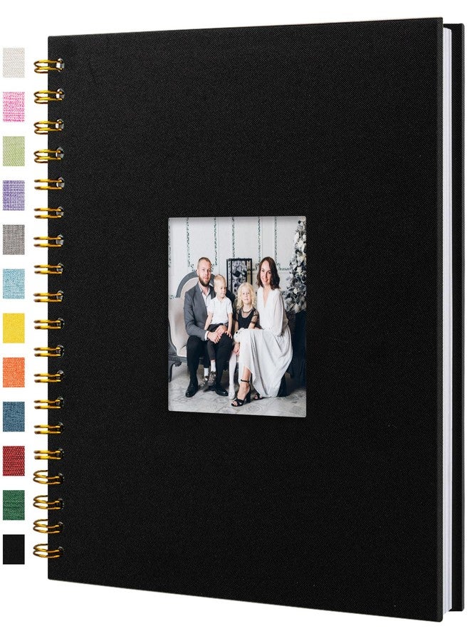 Hiwhy ألبوم صور Hiwhy Scrapbook بغلاف من الكتان، مقاس 10 × 10 بوصة، غلاف مقوى، صفحات بيضاء من ورق كرافت، كتاب ذكريات، للسفر، وحفلات الزفاف، وكتاب ضيوف، وعيد الميلاد، وحفلات استقبال المولود (20 ورقة / 40 صفحة، أسود) - Image 1