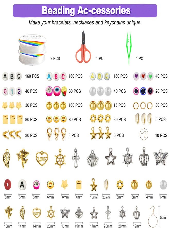 Redtwo 46000 Pcs Clay Beads Friendship Bracelet Making Kit, 196 Colors 9 Boxes Flat Polymer Clay Heishi Beads Set for Jewelry Making with Letter Bead Elastic String, Gifts for Girls 8-12 - Image 3