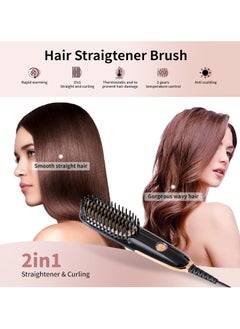 General Mini Hair Straightening Iron with Built-in Comb for Travel Portable Hair Straightener Brush Ionic Hot Comb Straightener for Women  - Image 2