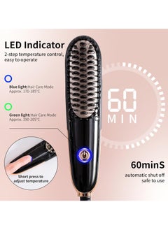 General Mini Hair Straightening Iron with Built-in Comb for Travel Portable Hair Straightener Brush Ionic Hot Comb Straightener for Women  - Image 3