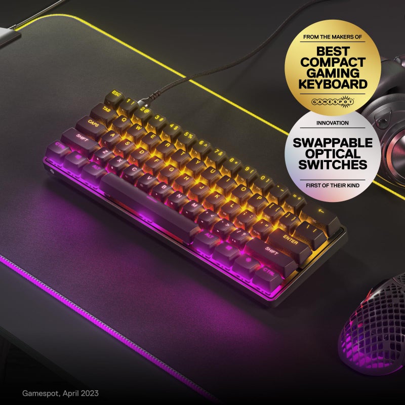 SteelSeries New Apex 9 Mini â€“ HotSwap Optical Mini Keyboard â€“ 60% Compact Design â€“ Optical Switches â€“ RGB Customization â€“ Aluminum Alloy Frame â€“ Double Shot PBT Keycap - Image 2