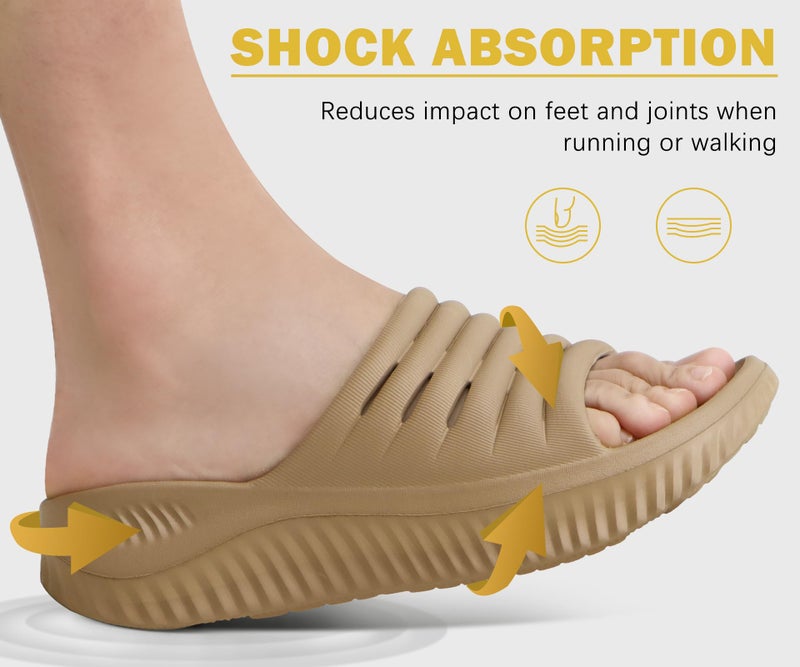 KuaiLu Womens Recovery Sandals Comfortable Plantar Fasciitis Arch Support Ladies Orthopedic Open Toe Slip On Running Sport Walking Slides Thick Athletic Cushion Slippers Summer Sliders Brown Size 8 - Image 5