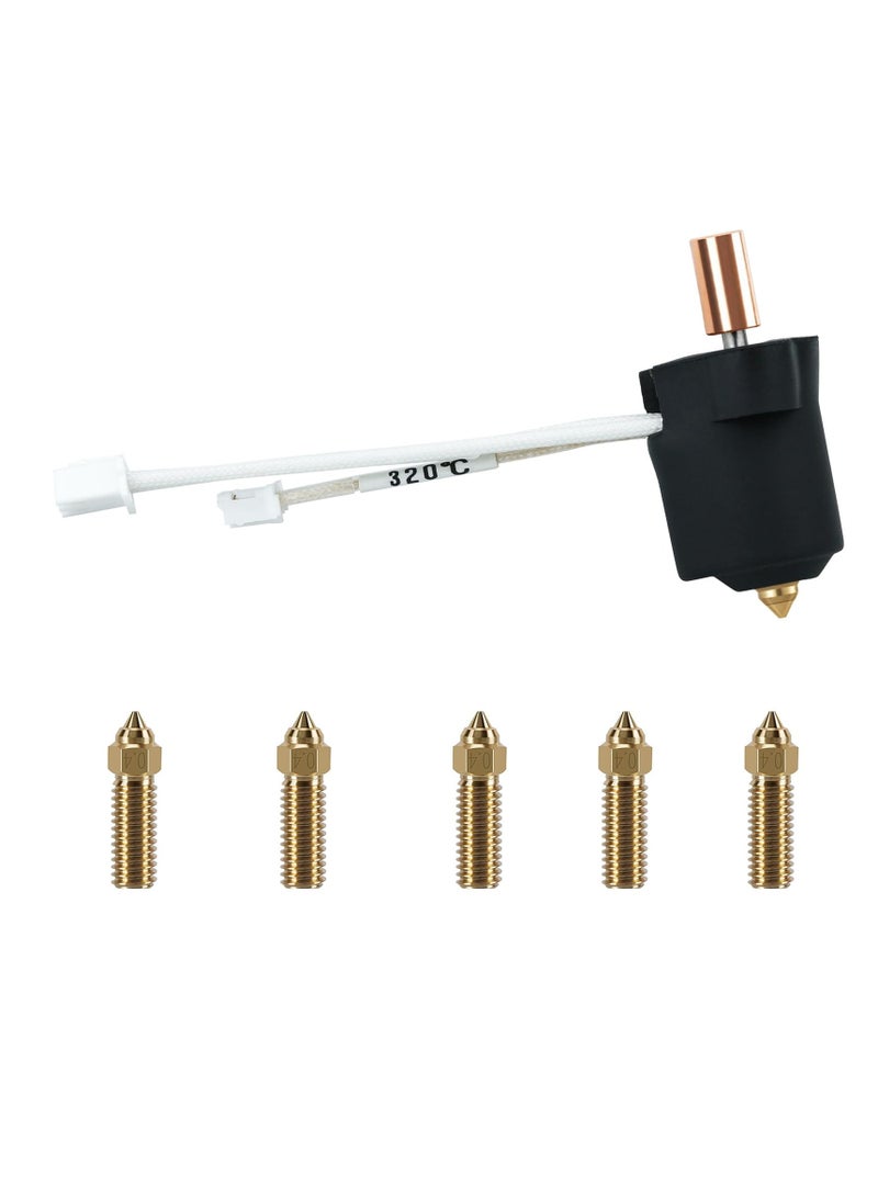 SYOSI K1 Ceramic Heating Block Kit, 3D Printer Parts All Metal Heat Break High Temperature Resistance Hotend Heating Block Kit with 5PCS 0.4mm Brass Nozzles for K1/K1 Max  - Image 1