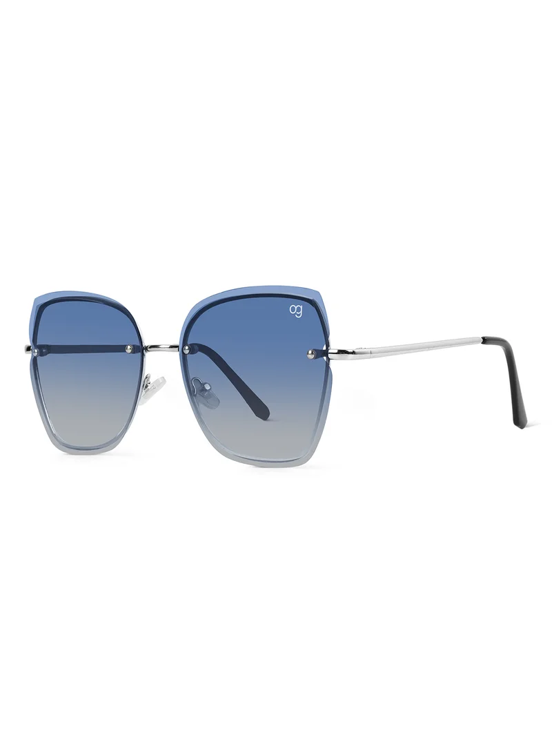 Woggles Latest & Stylish UV Protected Blue Cateye Rimless Sunglasses for Women