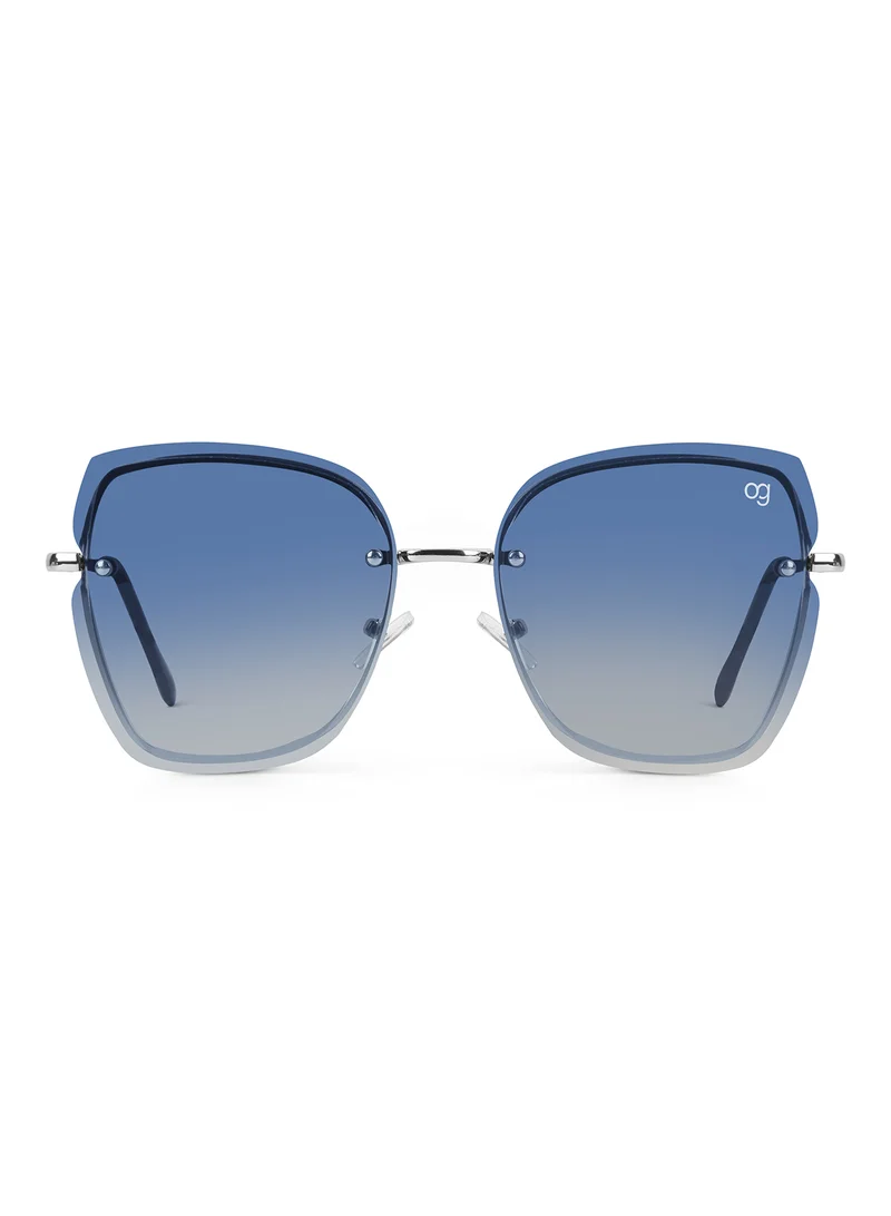 Woggles Latest & Stylish UV Protected Blue Cateye Rimless Sunglasses for Women