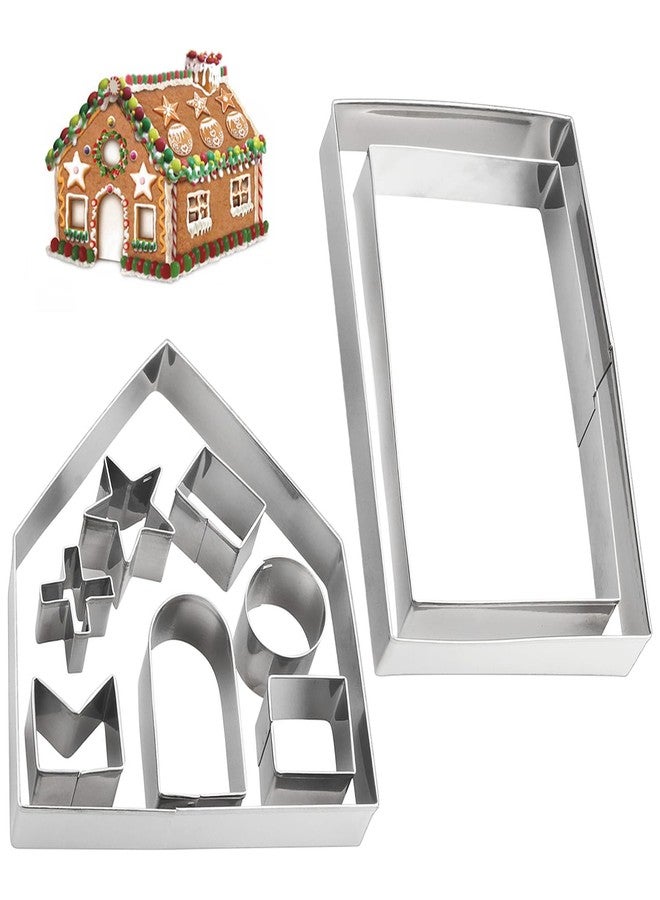 YXChome Gingerbread House Cookie Cutter Set - 3D Christmas Cookie Cutters - 10Pcs Gingerbread House Kit for Christmas, Halloween, Holiday, Winter (Gift Package) - Image 1