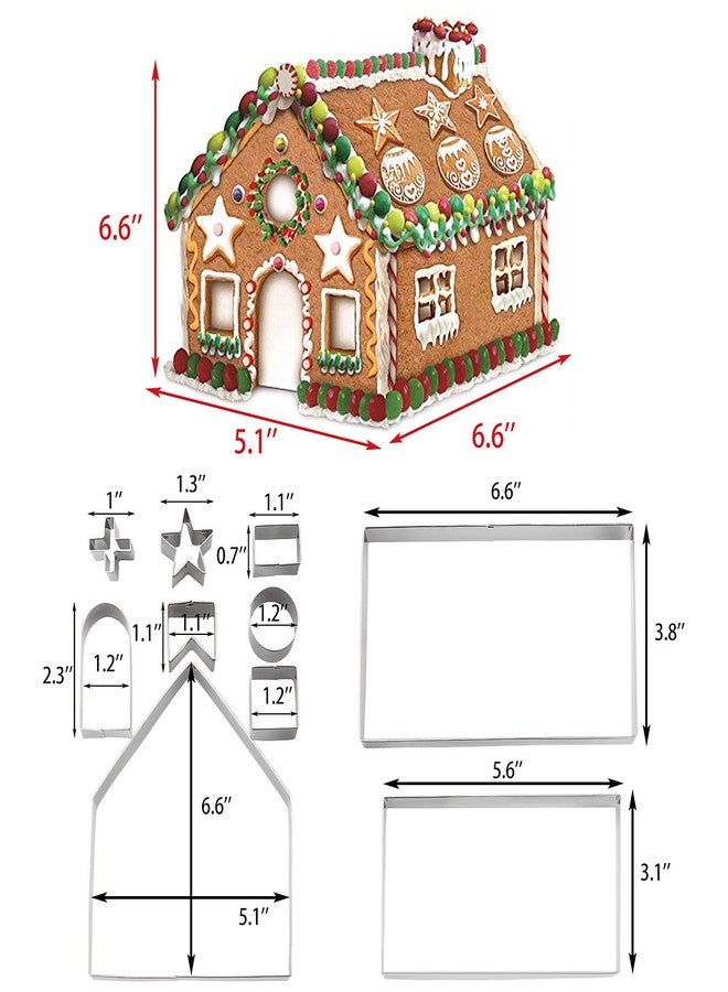 YXChome Gingerbread House Cookie Cutter Set - 3D Christmas Cookie Cutters - 10Pcs Gingerbread House Kit for Christmas, Halloween, Holiday, Winter (Gift Package) - Image 5