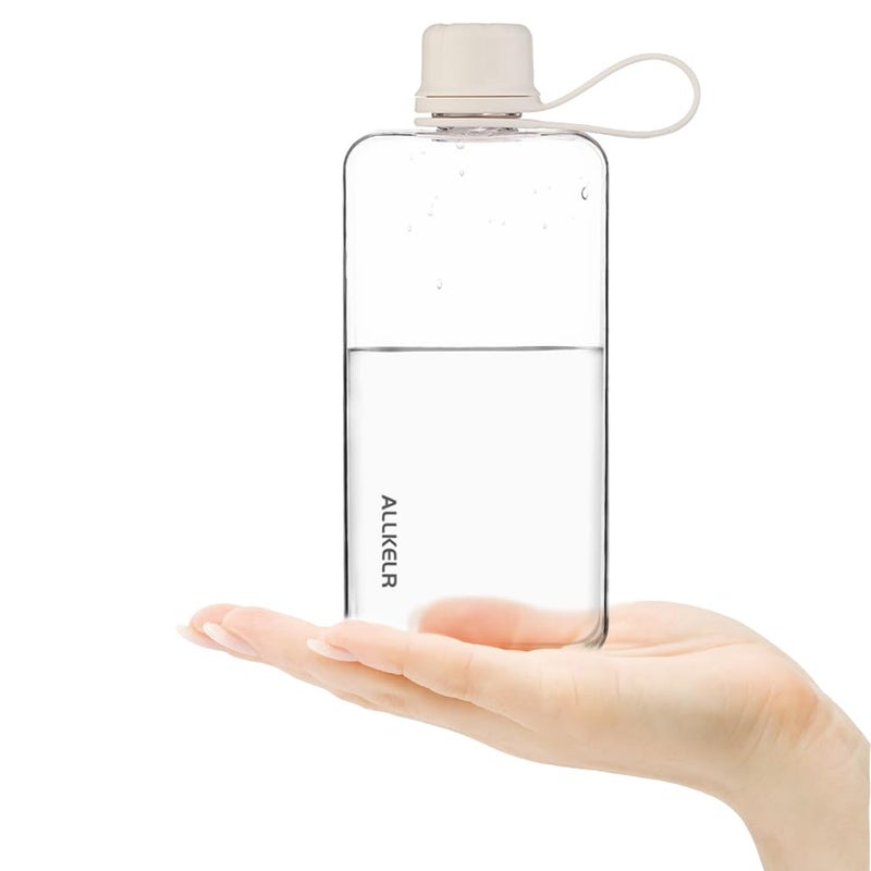 ALLKELR Portable Flat Water Bottle,BPA Free Reusable Tritan Plastic Travel Water Bottle Cup,Lightweight Leakproof Slim Water Bottles Fits Purse,Backpacking,Hiking (White, 13.5 oz) - Image 2