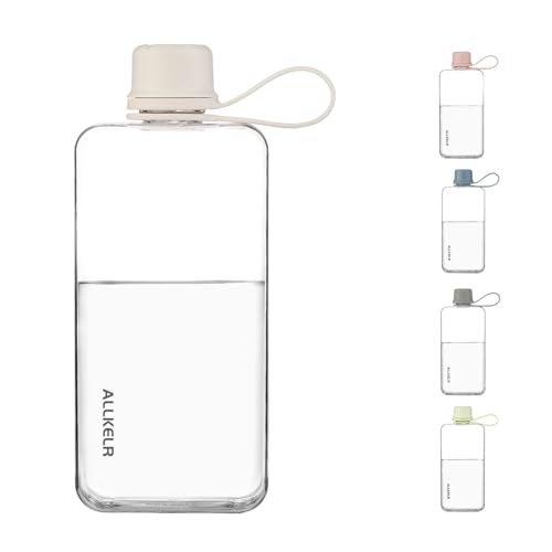 ALLKELR Portable Flat Water Bottle,BPA Free Reusable Tritan Plastic Travel Water Bottle Cup,Lightweight Leakproof Slim Water Bottles Fits Purse,Backpacking,Hiking (White, 13.5 oz) - Image 3