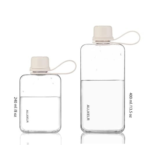 ALLKELR Portable Flat Water Bottle,BPA Free Reusable Tritan Plastic Travel Water Bottle Cup,Lightweight Leakproof Slim Water Bottles Fits Purse,Backpacking,Hiking (White, 13.5 oz) - Image 4